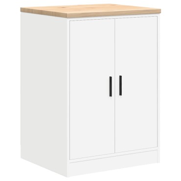 vidaXL ντουλάπι αποθήκευσης γκαράζ Λευκό 60x51x85 εκ μασίφ ξύλο πεύκο