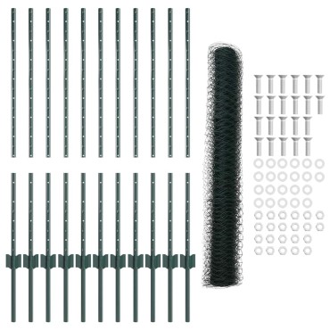 vidaXL Εξαγωνική Φράχτη με Στύλο 25x1 m PVC-Επικαλυμμένο Ατσάλι