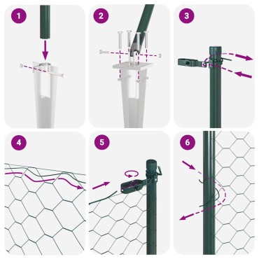 vidaXL Εξαγωνική Φράχτη με Στύλο 25x0,5 m PVC-Επικαλυμμένο Ατσάλι