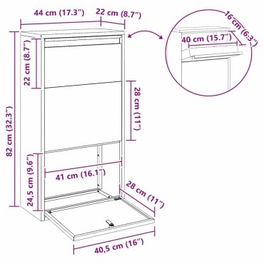 vidaXL Θυρίδα Πακέτων Ασημί 44 x 22 x 82 εκ. Ανοξείδωτο ατσάλι