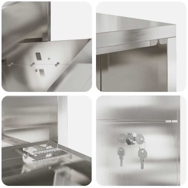 vidaXL Θυρίδα Πακέτων Ασημί 44 x 22 x 82 εκ. Ανοξείδωτο ατσάλι