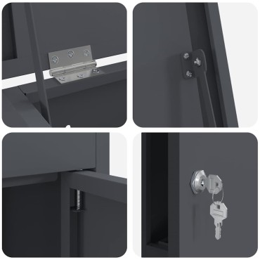 vidaXL Θυρίδα Πακέτων με πόρτα Ανθρακί 44,5 x 29 x 110,5 εκ Ατσάλι