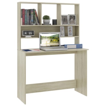 vidaXL Γραφείο με Ράφια Sonoma Δρυς 110x45x157cm από Μοριοσανίδα 1 τεμ.