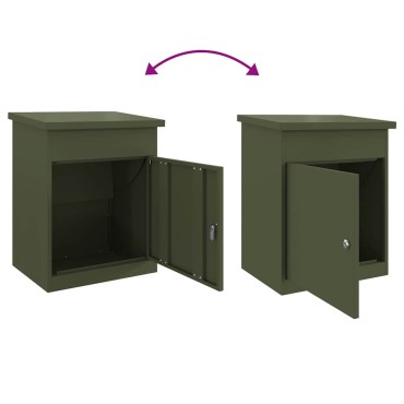 vidaXL Θυρίδα Πακέτων με αποθήκευση Λαδί 47,5 x 38 x 59 εκ. Ατσάλι