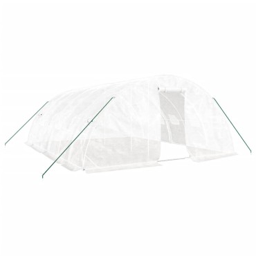 vidaXL Θερμοκήπιο με Ατσάλινο Πλαίσιο Λευκό 30 μ² 6 x 5 x 2,3 μ.