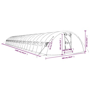 vidaXL Θερμοκήπιο με Ατσάλινο Πλαίσιο Λευκό 120 μ² 24 x 5 x 2,3 μ.