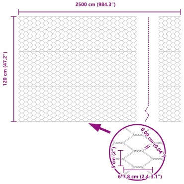 vidaXL Εξαγωνική Φράχτη με Στύλο 25x1,2 μ PVC-Επικαλυμμένο Ατσάλι