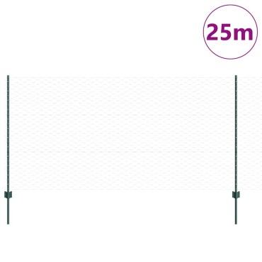 vidaXL Εξαγωνική Φράχτη με Στύλο 25x1,2 μ PVC-Επικαλυμμένο Ατσάλι