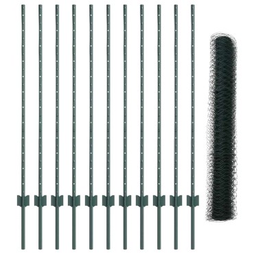 vidaXL Εξαγωνική Φράχτη με Στύλο 25x1,2 μ PVC-Επικαλυμμένο Ατσάλι