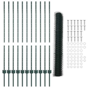 vidaXL Εξαγωνική Φράχτη με Στύλο 25x1,2 μ PVC-Επικαλυμμένο Ατσάλι