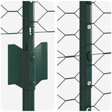 vidaXL Εξαγωνική Φράχτη με Στύλο 25x1,2 μ PVC-Επικαλυμμένο Ατσάλι