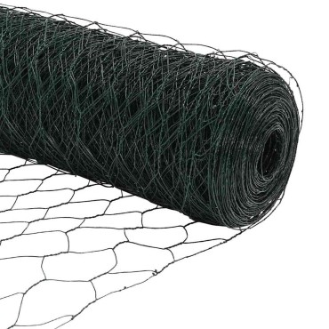vidaXL Εξαγωνική Φράχτη με Στύλο 25x1,2 μ PVC-Επικαλυμμένο Ατσάλι