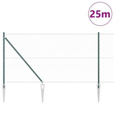 vidaXL Εξαγωνική Φράχτη με Στύλο 25x1,2 μ PVC-Επικαλυμμένο Ατσάλι