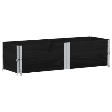 vidaXL Κολάρα Παλέτας 2 τεμ. Μαύρο 150x50 εκ. από Μασίφ Ξύλο Πεύκου