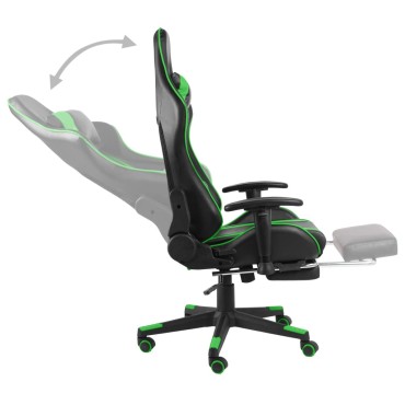vidaXL Καρέκλα Gaming Περιστρεφόμενη με Υποπόδιο Πράσινη PVC 37x51cm 1 τεμ.