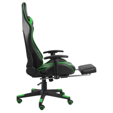 vidaXL Καρέκλα Gaming Περιστρεφόμενη με Υποπόδιο Πράσινη PVC 37x51cm 1 τεμ.