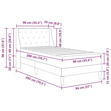 vidaXL Σκελετός κρεβατιού με στρώμα Μαύρο 90x200cm Βελούδο