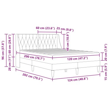 vidaXL Σκελετός κρεβατιού με στρώμα Μπλε 120 x 200 cm Βελούδο