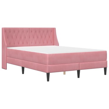 vidaXL Σκελετός κρεβατιού με στρώμα Ροζ 140 x 200 cm Βελούδο