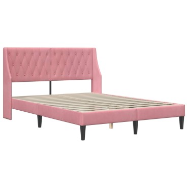 vidaXL Σκελετός κρεβατιού με στρώμα Ροζ 140 x 200 cm Βελούδο