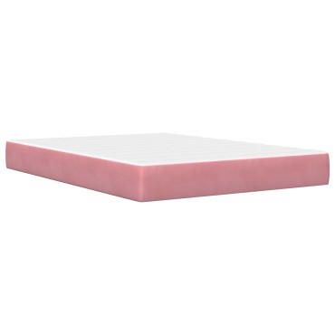 vidaXL Σκελετός κρεβατιού με στρώμα Ροζ 140 x 200 cm Βελούδο