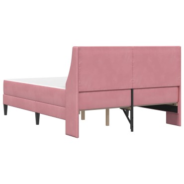 vidaXL Σκελετός κρεβατιού με στρώμα Ροζ 140 x 200 cm Βελούδο