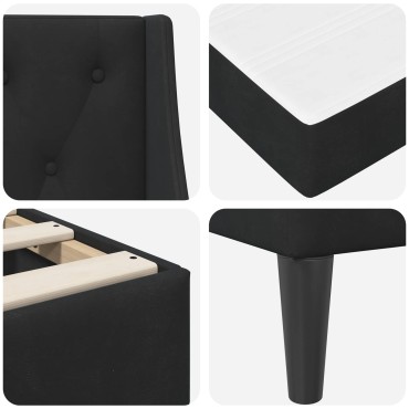vidaXL Σκελετός κρεβατιού με στρώμα Μαύρο 140 x 200 cm Βελούδο