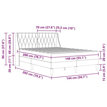 vidaXL Σκελετός κρεβατιού με στρώμα Μπλε 140 x 200 cm Βελούδο