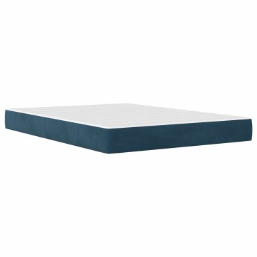 vidaXL Σκελετός κρεβατιού με στρώμα Μπλε 140 x 200 cm Βελούδο