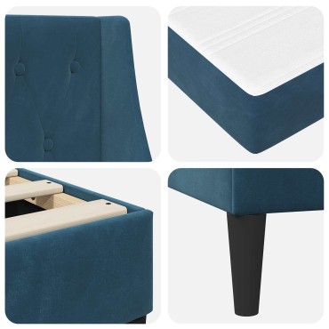 vidaXL Σκελετός κρεβατιού με στρώμα Μπλε 140 x 200 cm Βελούδο