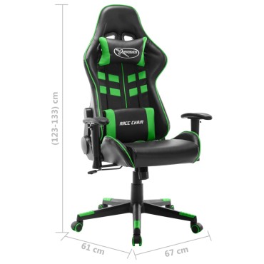 vidaXL Καρέκλα Gaming Μαύρο / Πράσινο από Συνθετικό Δέρμα 37x51cm 1 τεμ.