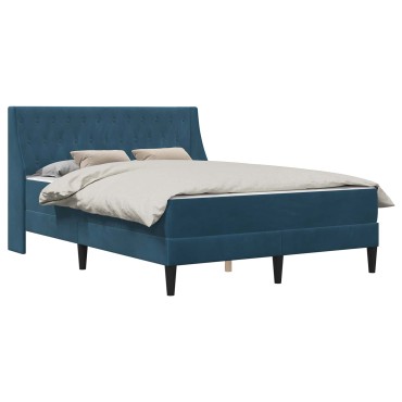 vidaXL Σκελετός κρεβατιού με στρώμα Μπλε 180x200cm Βελούδο