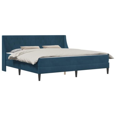 vidaXL Σκελετός κρεβατιού με στρώμα Μπλε 200x200cm Βελούδο