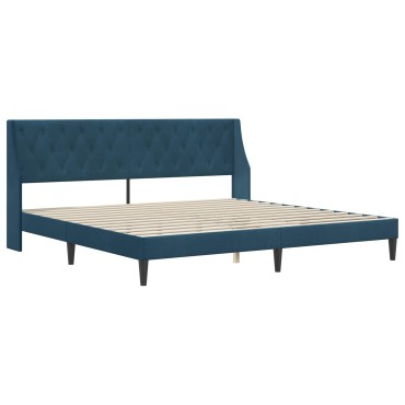 vidaXL Σκελετός κρεβατιού με στρώμα Μπλε 200x200cm Βελούδο