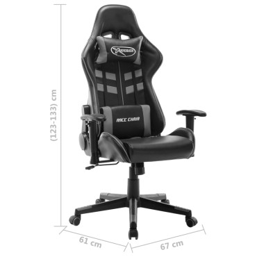 vidaXL Καρέκλα Gaming Μαύρη / Γκρι από Συνθετικό Δέρμα 37x51cm 1 τεμ.