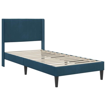 vidaXL Σκελετός κρεβατιού με στρώμα Μπλε 100 x 200 cm Βελούδο