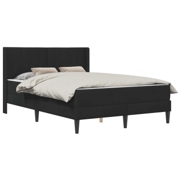 vidaXL Σκελετός κρεβατιού με στρώμα Μαύρο 140 x 190 cm Βελούδο