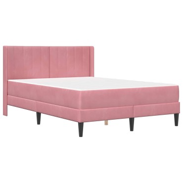 vidaXL Σκελετός κρεβατιού με στρώμα Ροζ 140 x 200 cm Βελούδο
