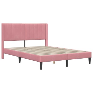 vidaXL Σκελετός κρεβατιού με στρώμα Ροζ 140 x 200 cm Βελούδο