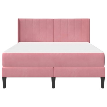 vidaXL Σκελετός κρεβατιού με στρώμα Ροζ 140 x 200 cm Βελούδο