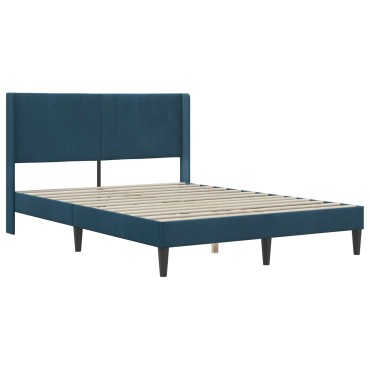 vidaXL Σκελετός κρεβατιού με στρώμα Μπλε 140 x 200 cm Βελούδο