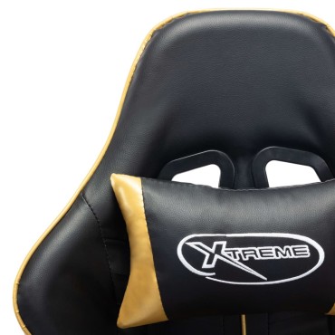 vidaXL Καρέκλα Gaming με Υποπόδιο Μαύρο/Χρυσός από Συνθετικό Δέρμα 37x51cm 1 τεμ.