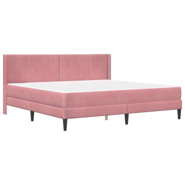 vidaXL Σκελετός κρεβατιού με στρώμα Ροζ 180 x 200 cm Βελούδο