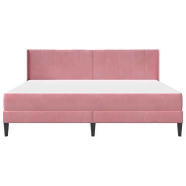 vidaXL Σκελετός κρεβατιού με στρώμα Ροζ 180 x 200 cm Βελούδο