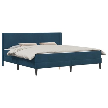 vidaXL Σκελετός κρεβατιού με στρώμα Μπλε 180x200cm Βελούδο