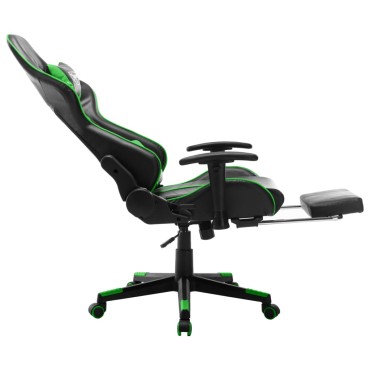vidaXL Καρέκλα Gaming με Υποπόδιο Μαύρο / Πράσινο από Συνθετικό Δέρμα 37x51cm 1 τεμ.