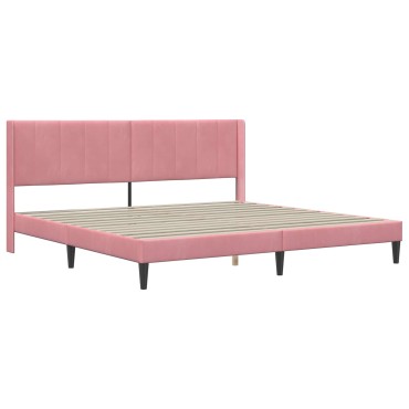 vidaXL Σκελετός κρεβατιού με στρώμα Ροζ 200x200cm Βελούδο