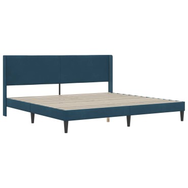 vidaXL Σκελετός κρεβατιού με στρώμα Μπλε 200x200cm Βελούδο