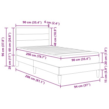 vidaXL Σκελετός Κρεβατιού Σκούρο Γκρι 90x200cm Πολυεστέρας
