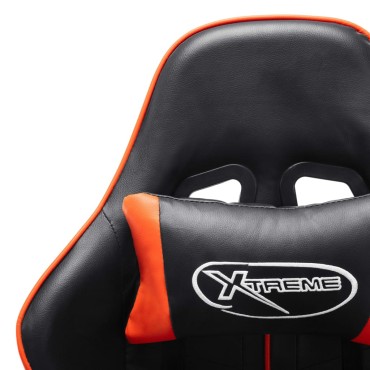 vidaXL Καρέκλα Gaming με Υποπόδιο Μαύρο/Πορτοκαλί από Συνθετικό Δέρμα 37x51cm 1 τεμ.